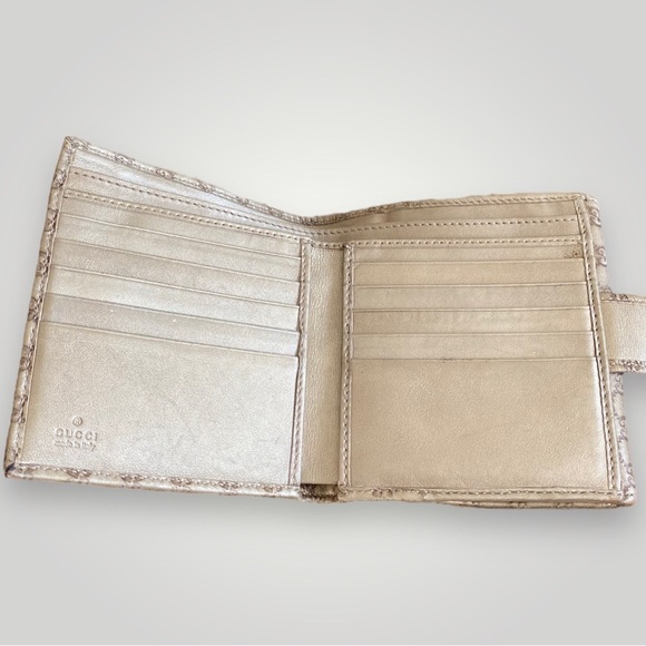 Vintage Gucci Monogram Micro “GG” Print Beige Leather Compact Wallet - Picture 5 of 16